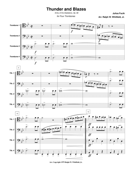 Thunder and Blazes for four trombones (arr. Ralph W. Whitfield, Jr.)