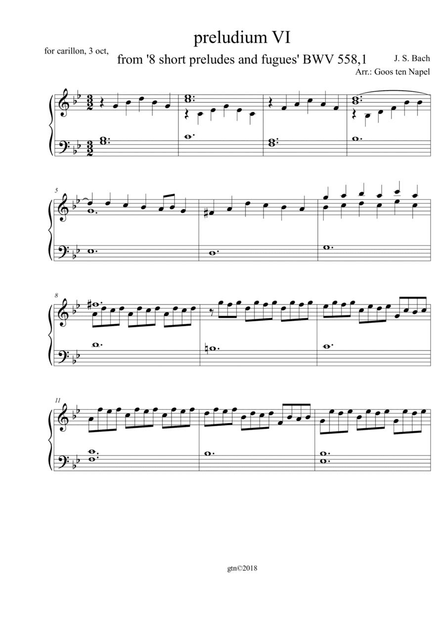 Preludium VI for carillon (arr. Goos ten Napel)