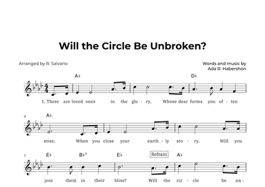 Will the Circle Be Unbroken (Key of A-Flat Major) (arr. R. Salvario)