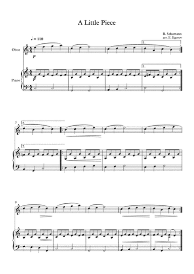 A Little Piece, Robert Schumann, For Oboe & Piano (arr. Eugene Egorov)