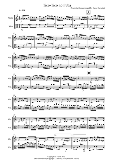 Tico Tico for Violin and Viola Duet (arr. David Burndrett)