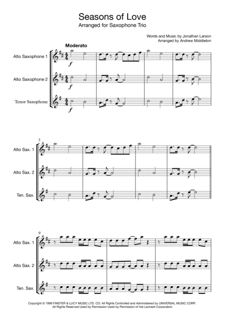 Seasons Of Love (arr. Andrew Middleton)