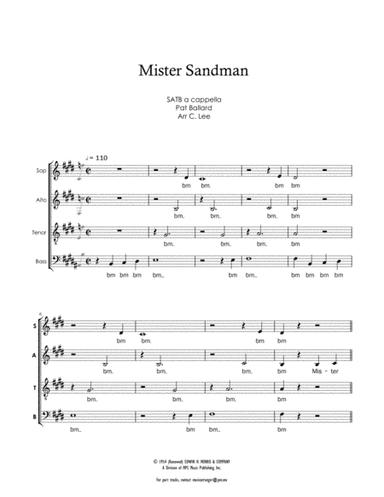 Mister Sandman (arr. C Lee)
