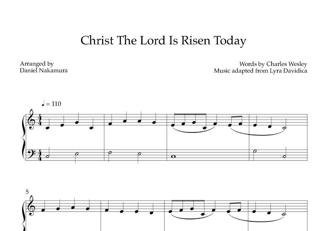 Christ The Lord Is Risen Today (Easy Piano) (arr. Daniel Nakamura)