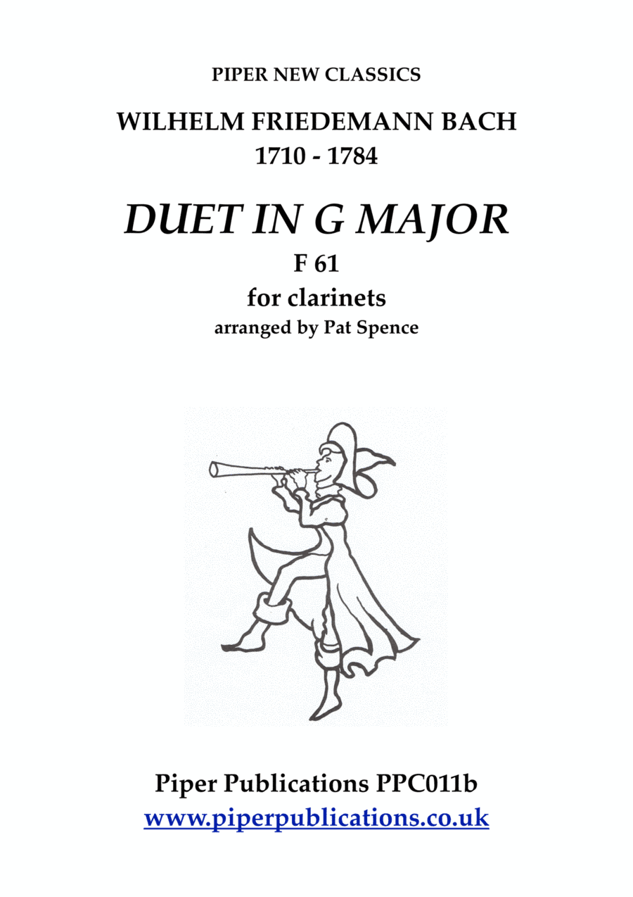 W.F. BACH: DUET IN G MAJOR F 61 for clarinets (arr. Pat Spence)