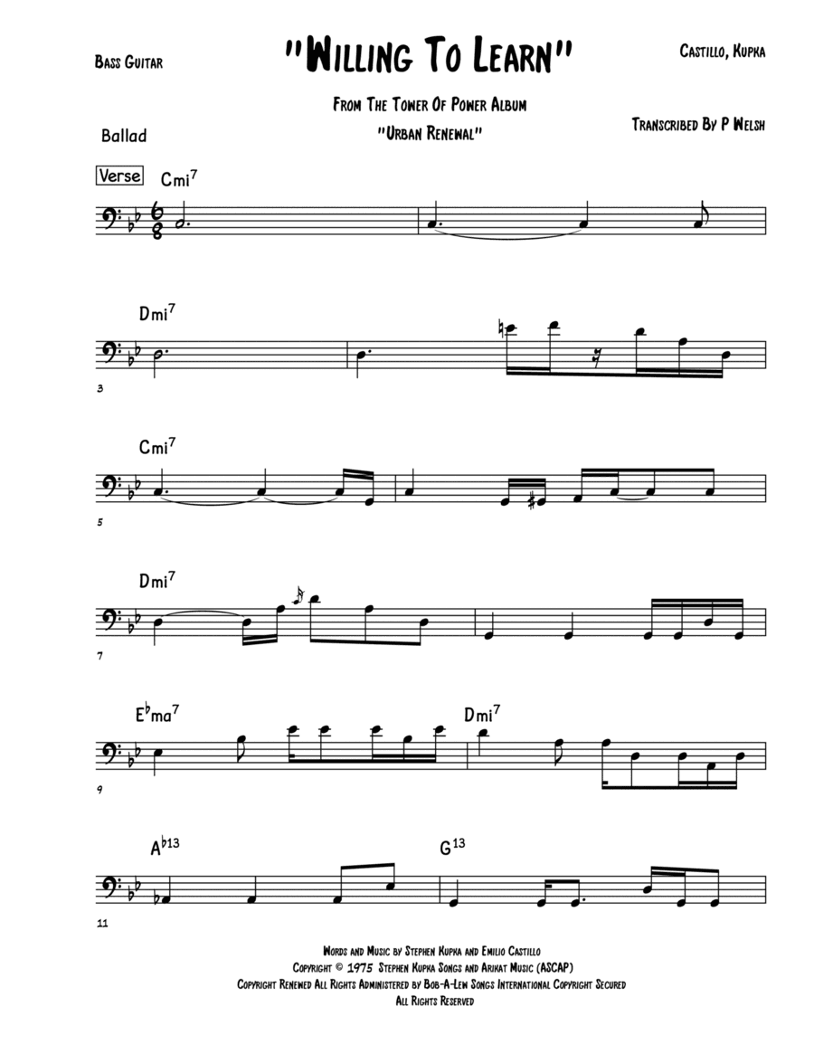 Willing To Learn (arr. Accubass)