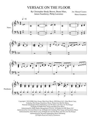 Versace On The Floor (arr. Music Greatness)