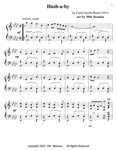 Hush-a-by - piano solo (arr. Phil Beaman)