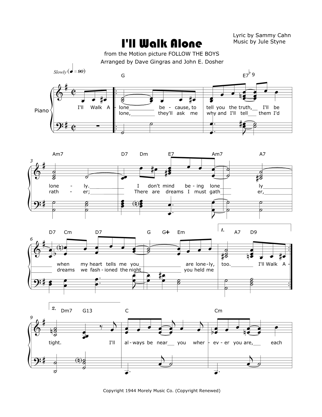 I'll Walk Alone (arr. Dave Gingras and John E. Dosher)