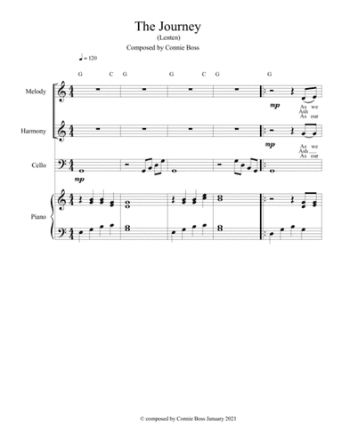 The Journey (Lenten) - solo or duet cello (optional) and piano