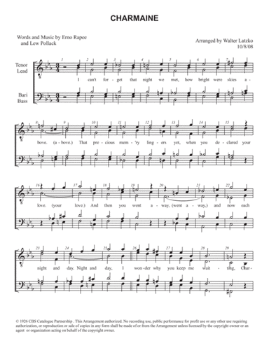 Charmaine (arr. Walter Latzko)