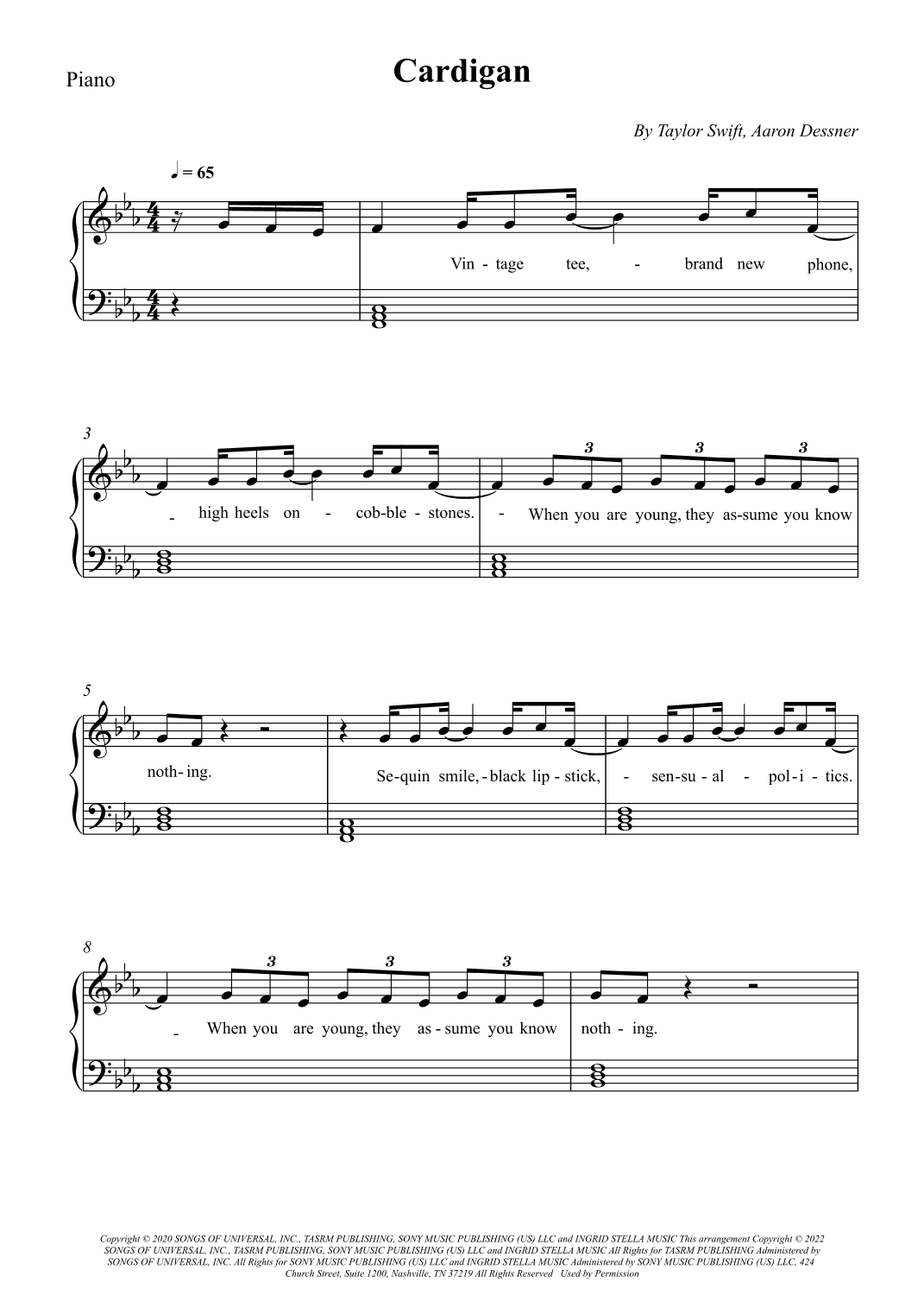 Cardigan (arr. Wesley S. SIlva)