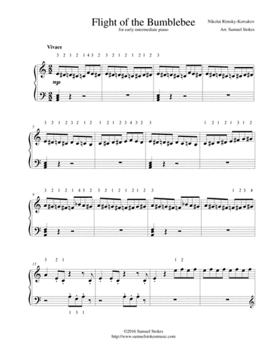 Flight of the Bumblebee - for early-intermediate piano (arr. Samuel Stokes)