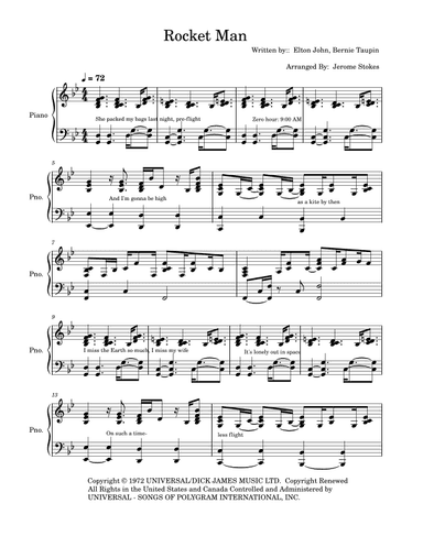 Rocket Man (i Think It's Gonna Be A Long Long Time) (arr. Jerome Stokes)