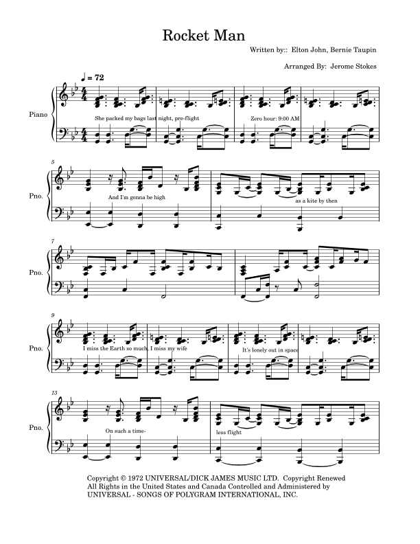 Rocket Man (i Think It's Gonna Be A Long Long Time) (arr. Jerome Stokes)