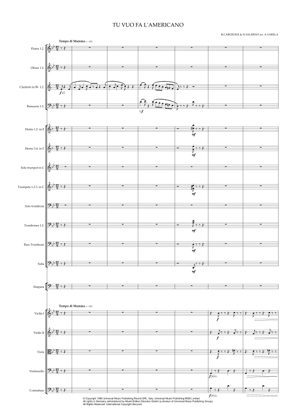 Tu Vuò Fà L'americano (arr. Adrian Varela)