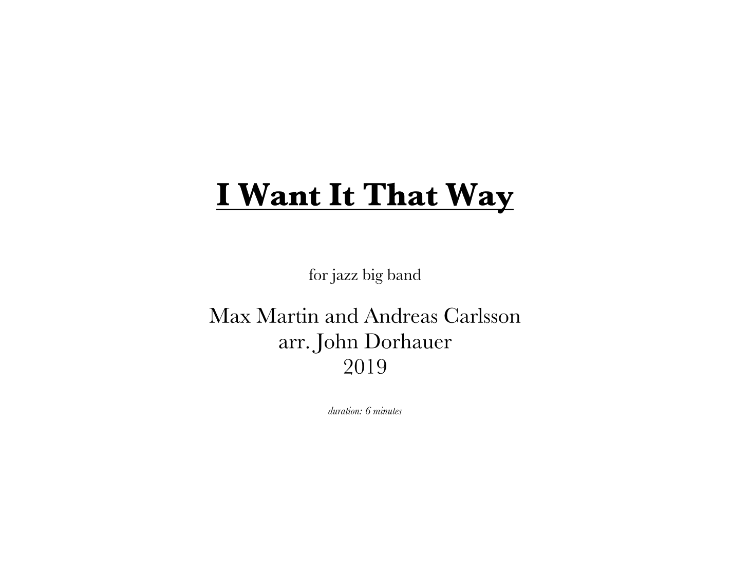 I Want It That Way (arr. John Dorhauer)
