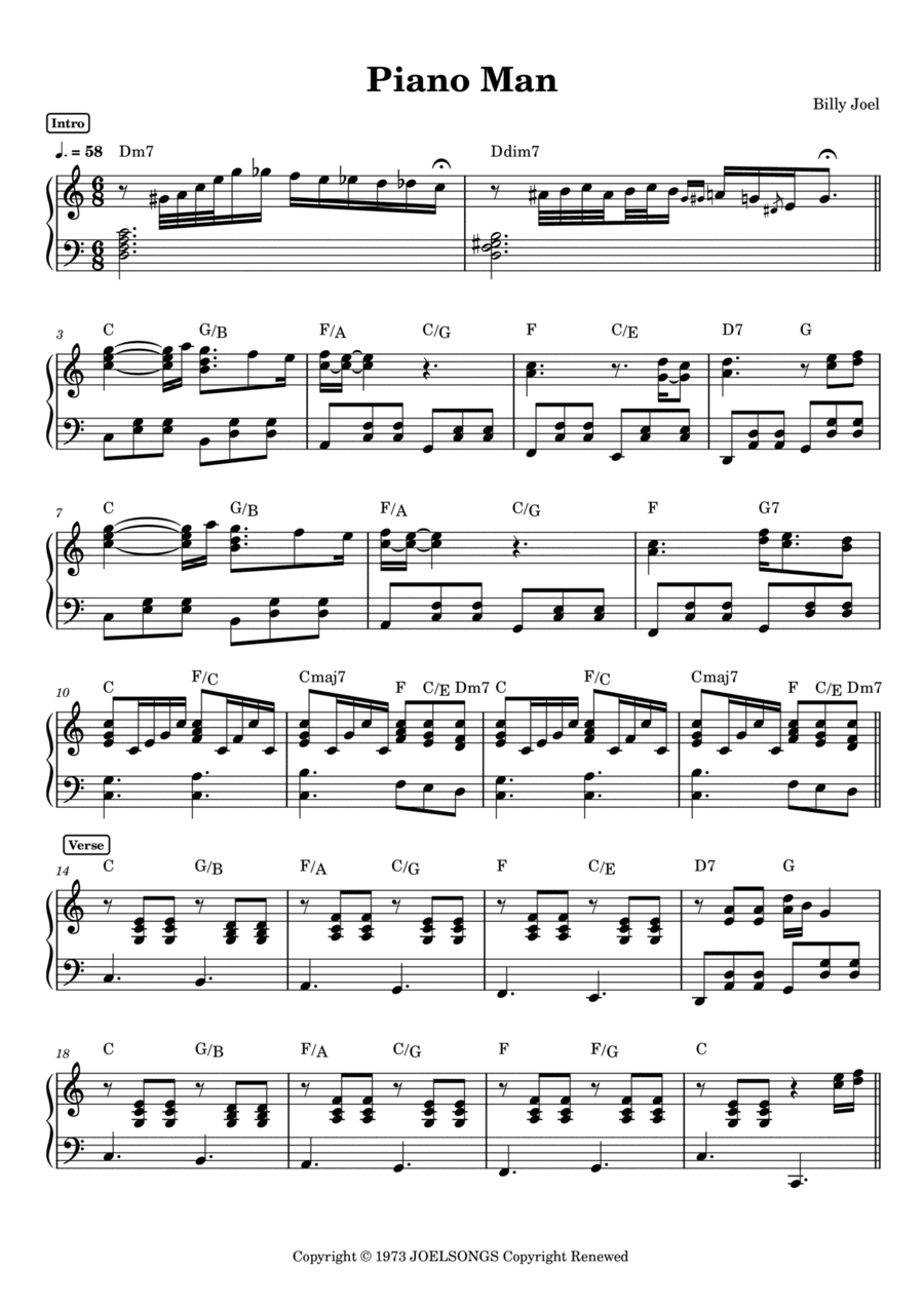 Piano Man (arr. Anacrusa)