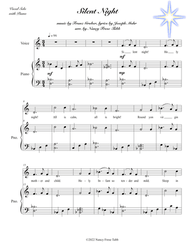 Silent Night (2 vs.) arranged for Vocal Solo with Piano (arr. Nancy Frese Tabb)
