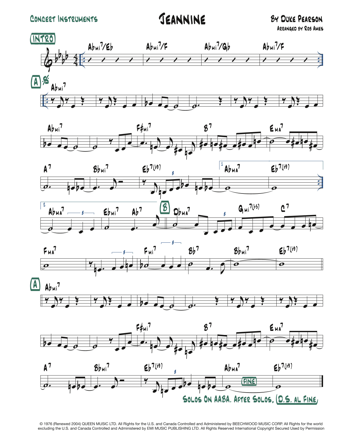 Jeannine (arr. Rob Ames)