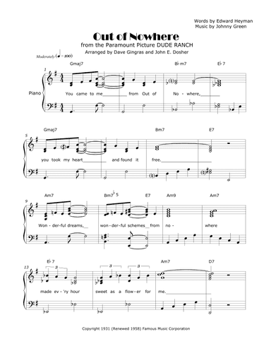 Out Of Nowhere (arr. David Lee Gingras and John E. Dosher)