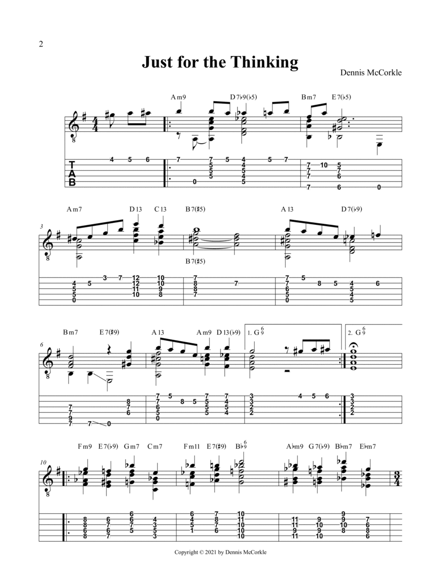 Just for the Thinking (Jazz Guitar Chord Melody)