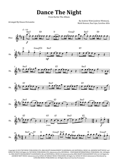 Dance The Night (arr. Glauco Fernandes)