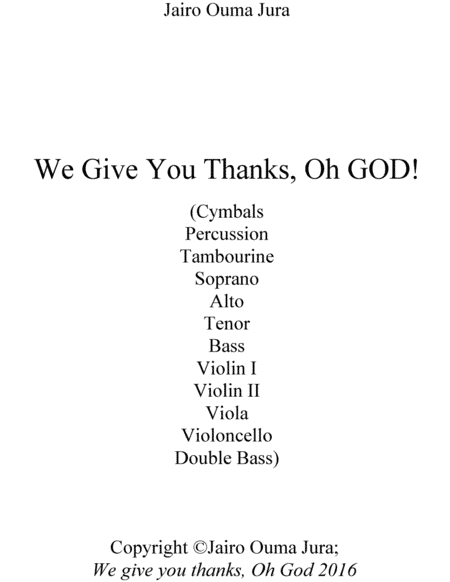 We give you thanks! "2018 Chamber Music Contest Entry"
