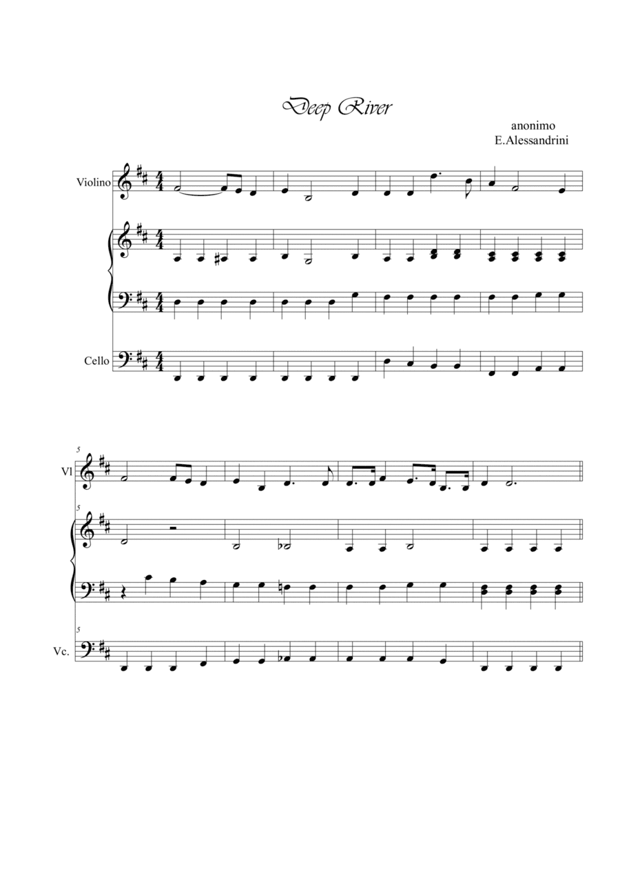 Deep River. Violin, piano and cello (arr. Ester Alessandrini)
