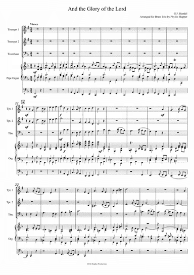 And The Glory of the Lord - 2tpt, tb, organ (arr. Phyllis Hopper)