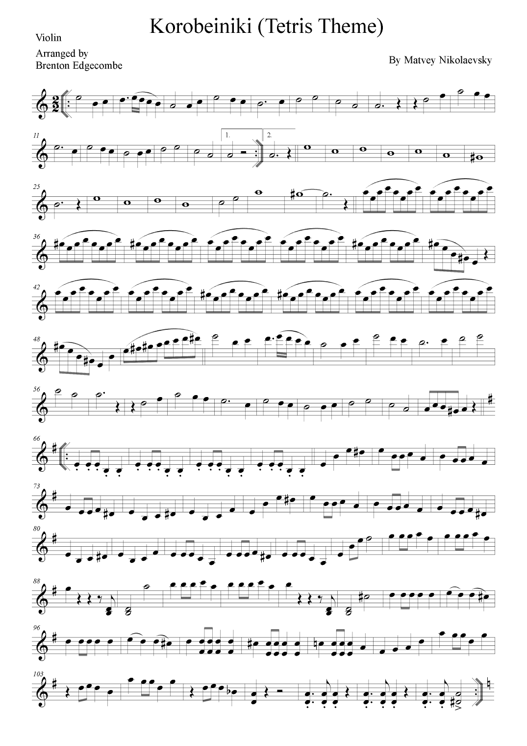 Korobeiniki (Tetris theme) (arr. Adelaide String Duo)