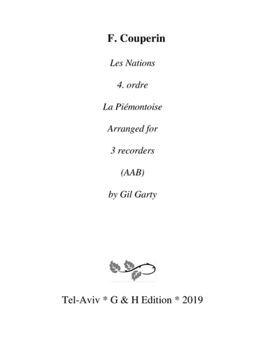 La Piémontoise from Les Nations (arrangement for 3 recorders) (arr. Gil Garty)