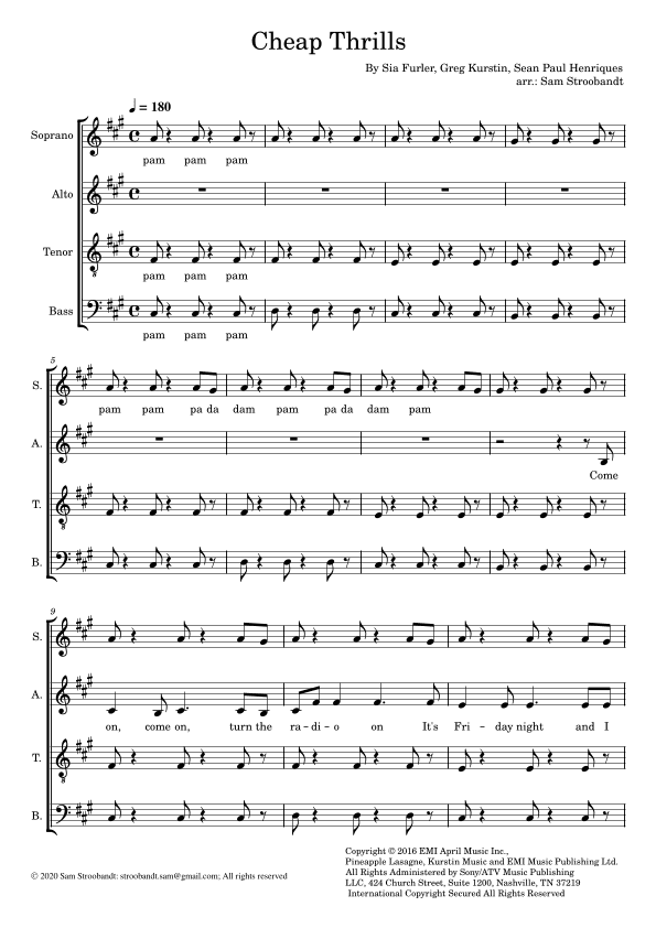 Cheap Thrills (feat. Sean Paul) (arr. Sam Stroobandt)
