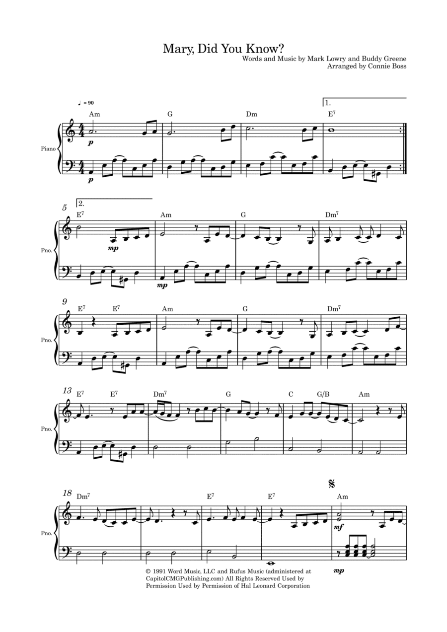 Mary, Did You Know? (arr. Connie Boss)