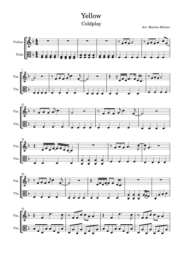Yellow (arr. Marina Molaro)
