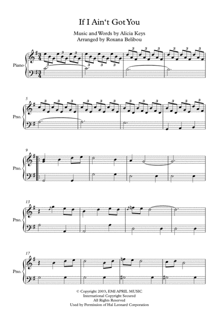 If I Ain't Got You (arr. Roxana Belibou)