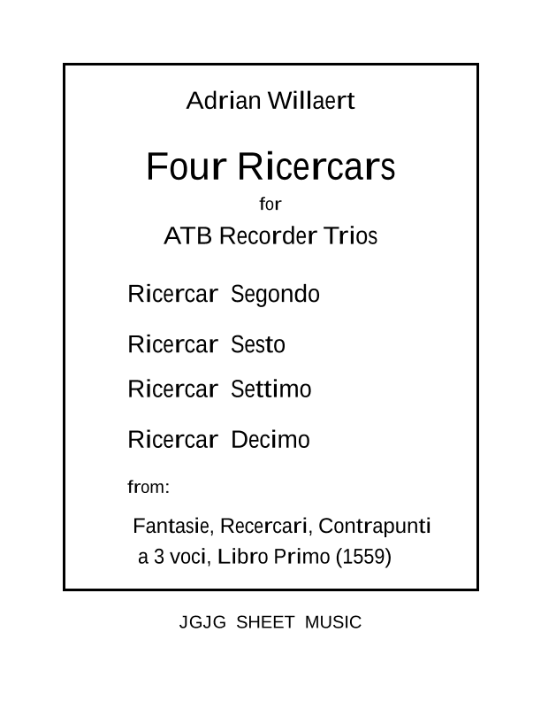 Four Renaissance Ricercars for ATB Recorder Trios (arr. John Geohegan)