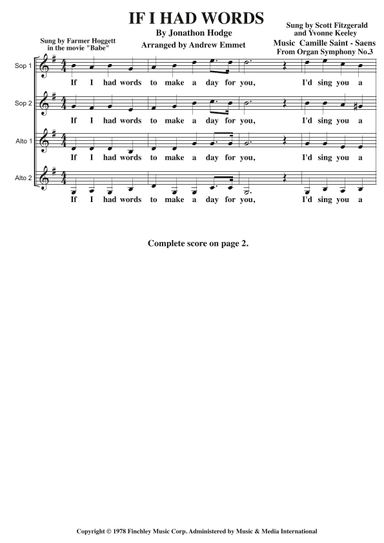 If I Had Words (arr. Andrew Emmet)