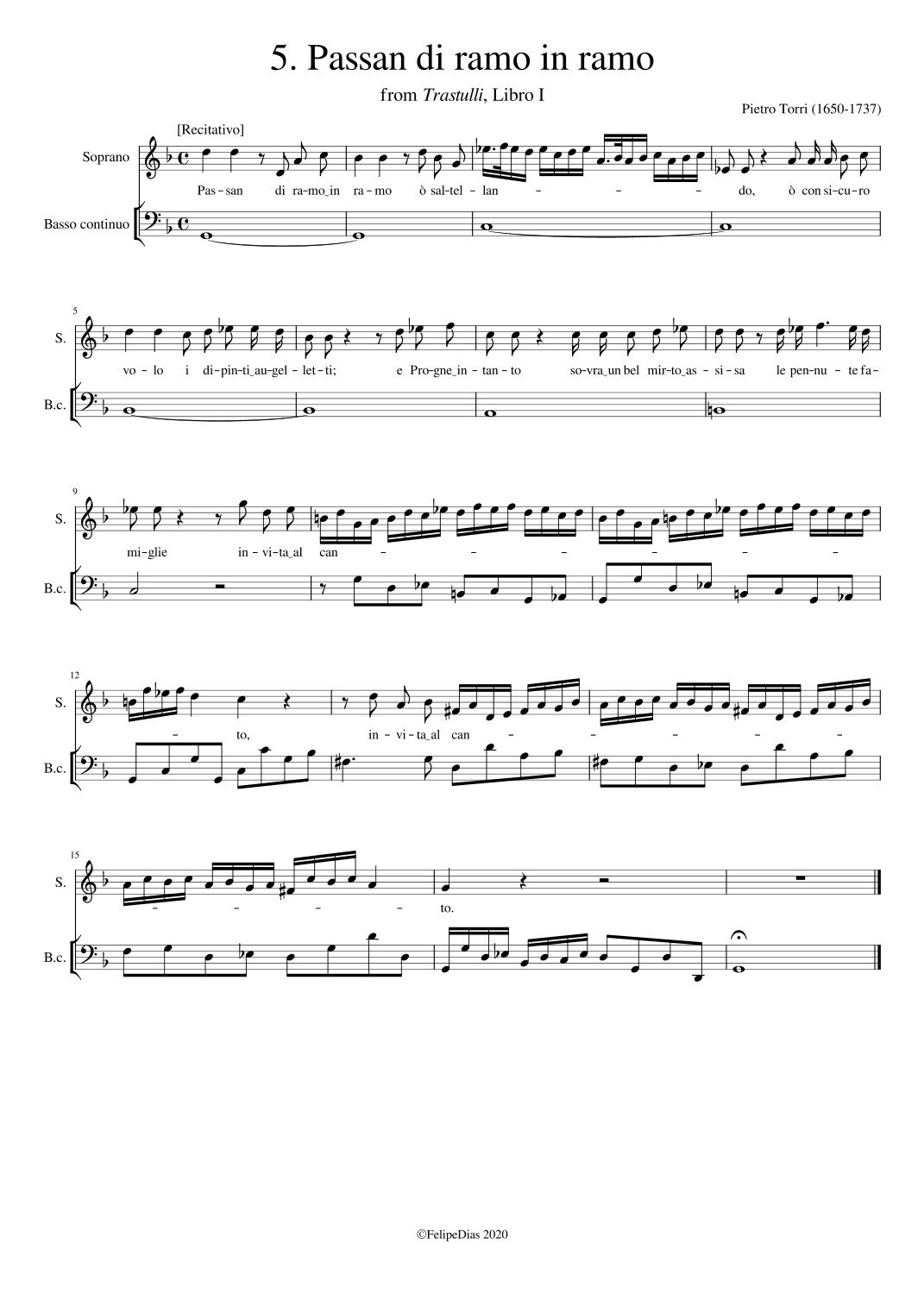 Passan di ramo in ramo (arr. Early Music Scores)