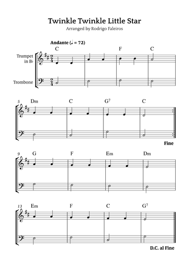 Twinkle Twinkle Little Star (for beginners) (arr. Rodrigo Faleiros)