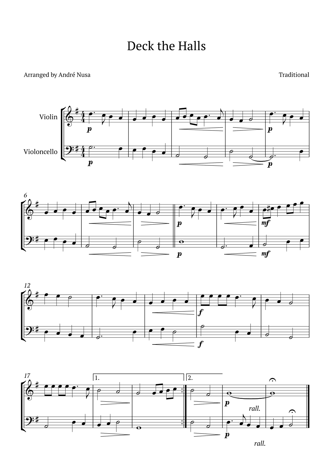 Deck the Halls (arr. André Nusa)