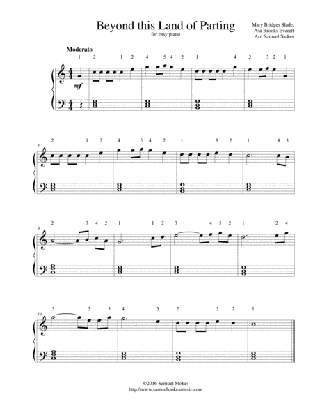 Beyond this Land of Parting - for easy piano (arr. Samuel Stokes)