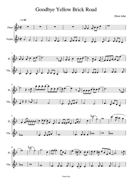 Goodbye Yellow Brick Road (arr. Vittari Duo)