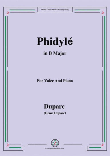 Duparc-Phidylé in B Major,for Voice and Piano (arr. MSM)