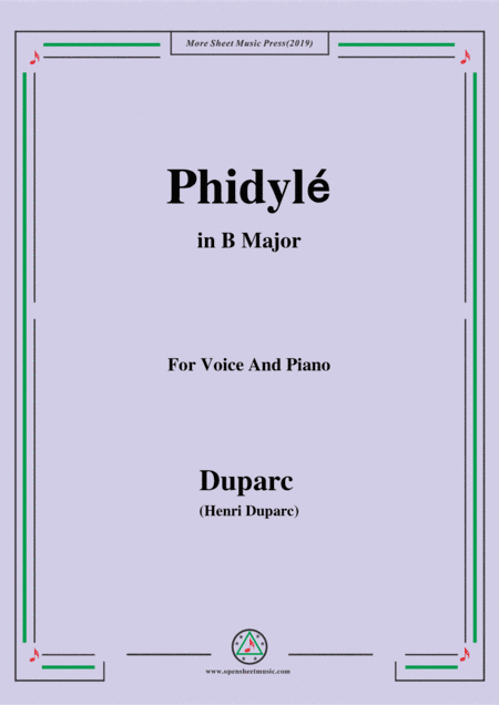 Duparc-Phidylé in B Major,for Voice and Piano (arr. MSM)