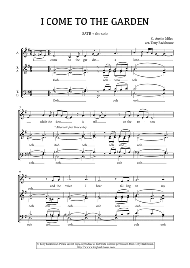 I COME TO THE GARDEN (arr. Tony Backhouse)