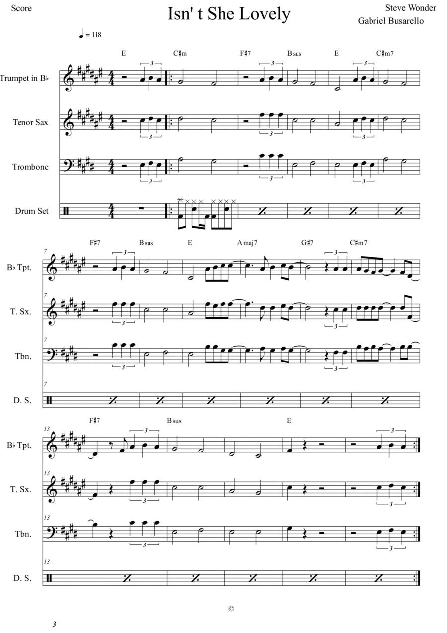 Isn't She Lovely (arr. Gabriel Busarello)