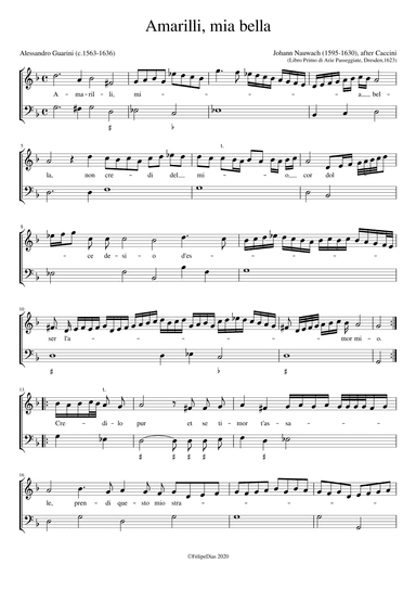 Amarilli mia bella (arr. Early Music Scores)