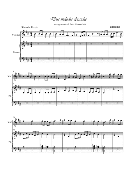 Two Jewish melodies. Violin and piano (arr. Ester Alessandrini)