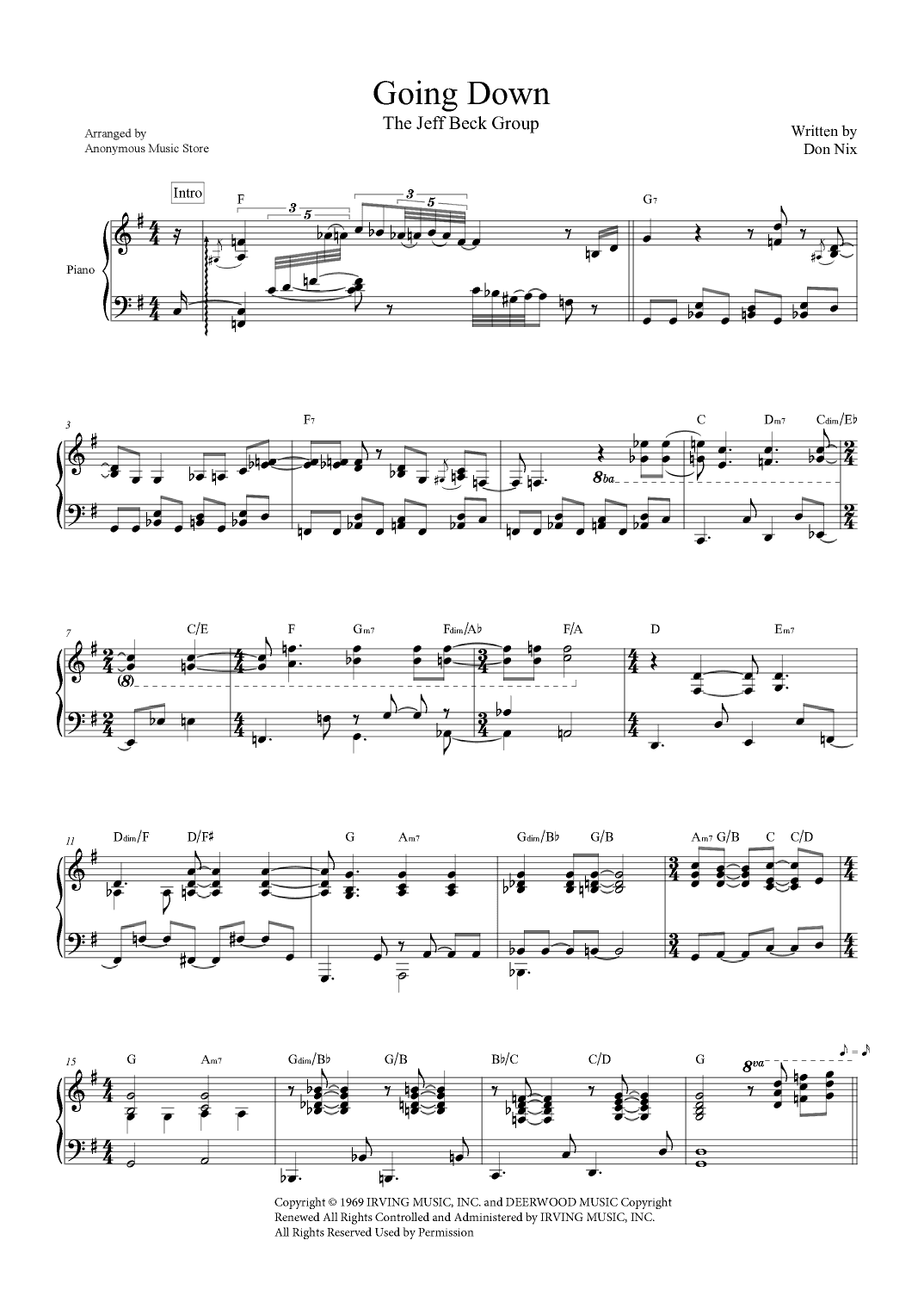 Going Down (arr. Anonymous Music Store)